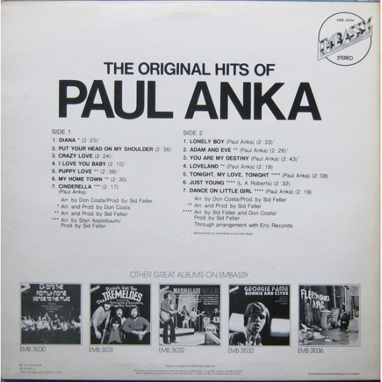 The Original Hits Of Paul Anka