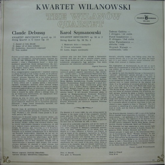 Debussy String Quartet In G Minor Op. 10 / Szymanowski String Quartet Op. 56 No. 2