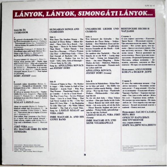 Lányok, Lányok, Simongáti Lányok... (Hungarian Folk Songs And Czardases)