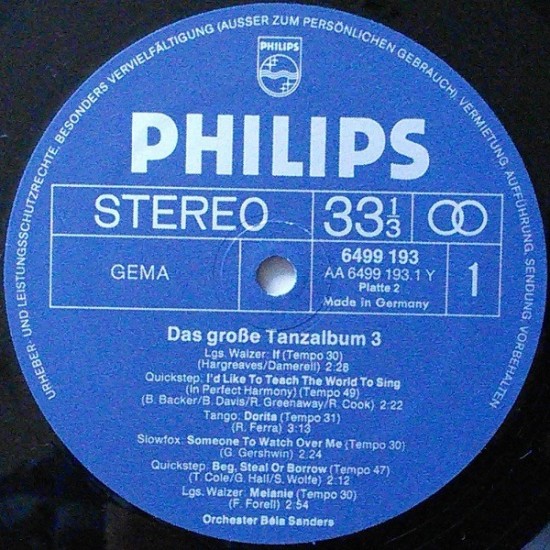 Orchester Béla Sanders – Das Große Tanzalbum 3